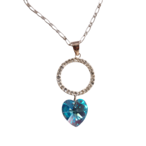 Collar con colgante de corazón cristal azul